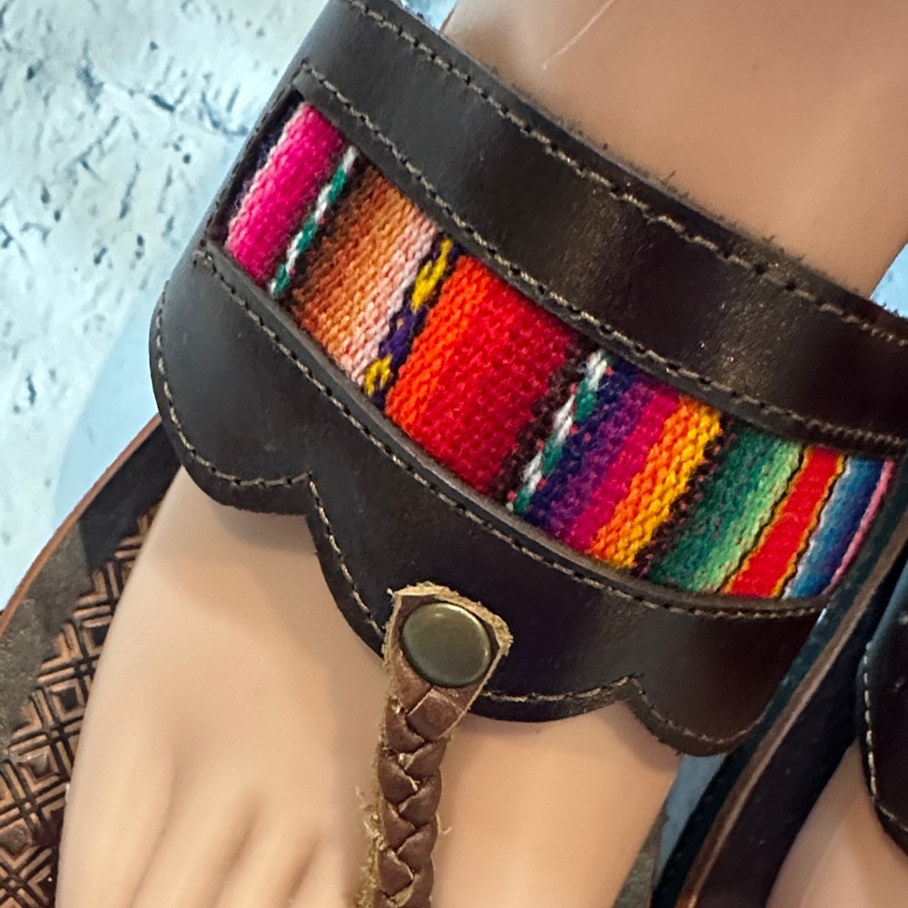 Colorful Striped Women's Sandals - Picture 2 of 9